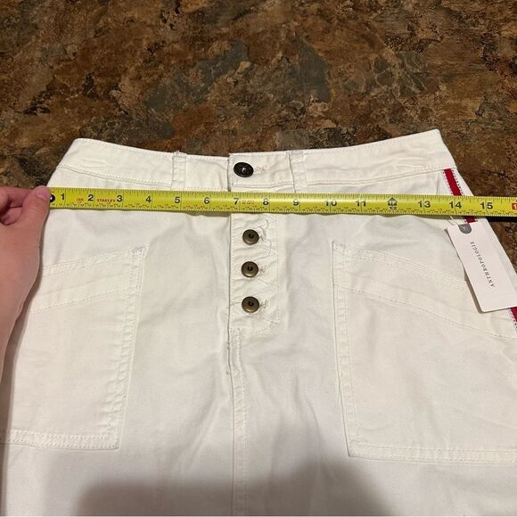 Anthropologie Pilcro White Denim Skirt w/ Red Striped Button Fly Size 0 NWT $98 - Picture 10 of 10